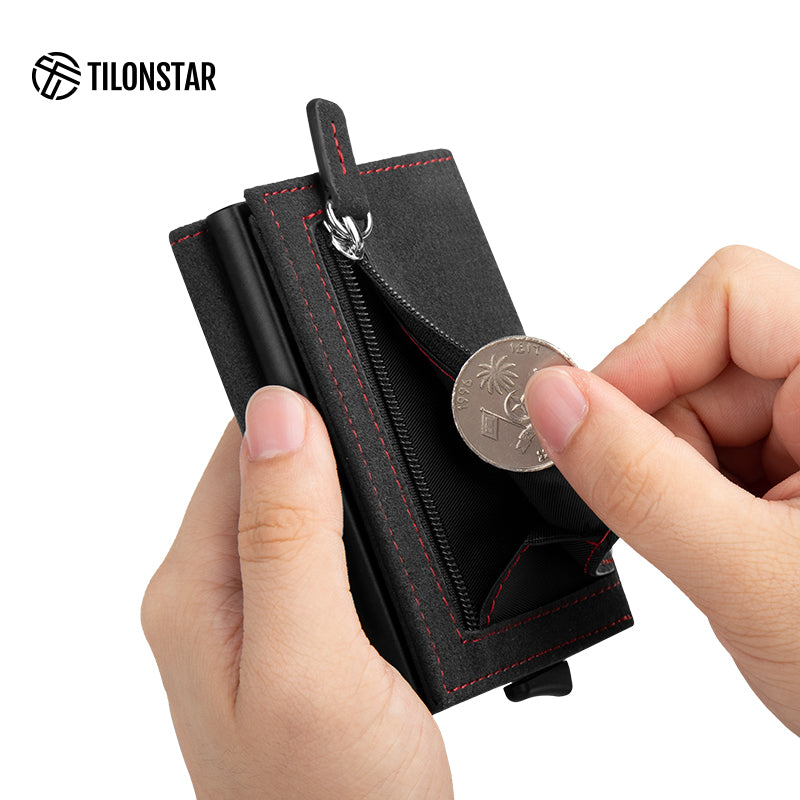 TVC203a - Alcantara Leather Tri-fold Pop Up Wallet,TILONSTAR