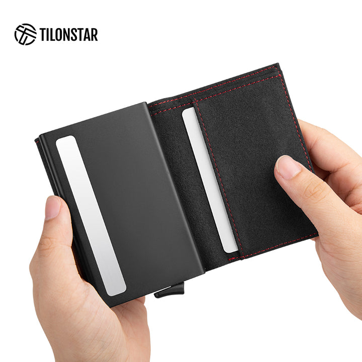 TVC203a - Alcantara Leather Tri-fold Pop Up Wallet,TILONSTAR
