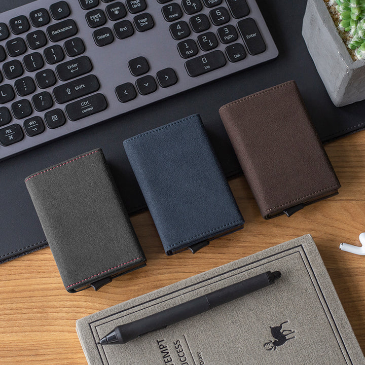 TVC203a - Alcantara Leather Tri-fold Pop Up Wallet,TILONSTAR