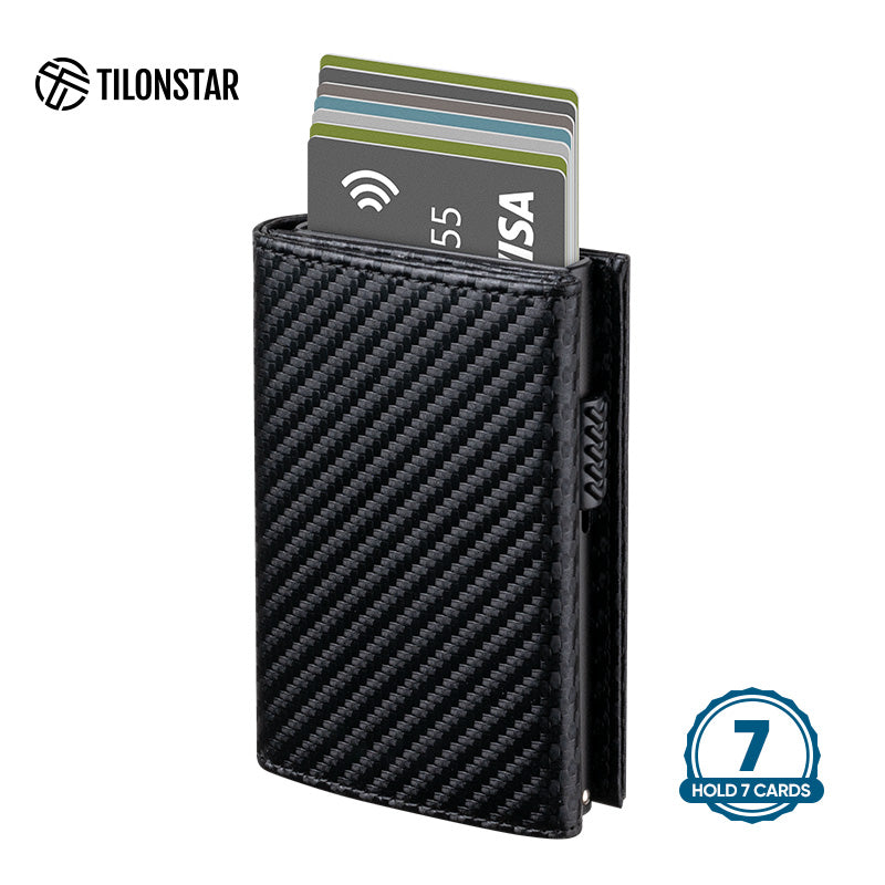 TVC302 Card Holder - Side Slider Mechanism, Magnetic Strip Closure Tri-fold Wallet,TILONSTAR