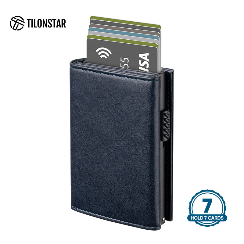 TVC302 Card Holder - Side Slider Mechanism, Magnetic Strip Closure Tri-fold Wallet,TILONSTAR