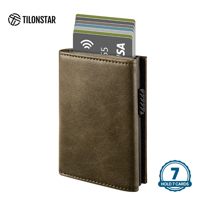 TVC302 Card Holder - Side Slider Mechanism, Magnetic Strip Closure Tri-fold Wallet,TILONSTAR