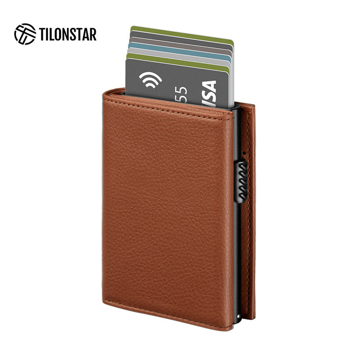 TVC302L Card Holder - Lychee Pattern Leather Pop Up Wallet For Credit Card & Cash,TILONSTAR