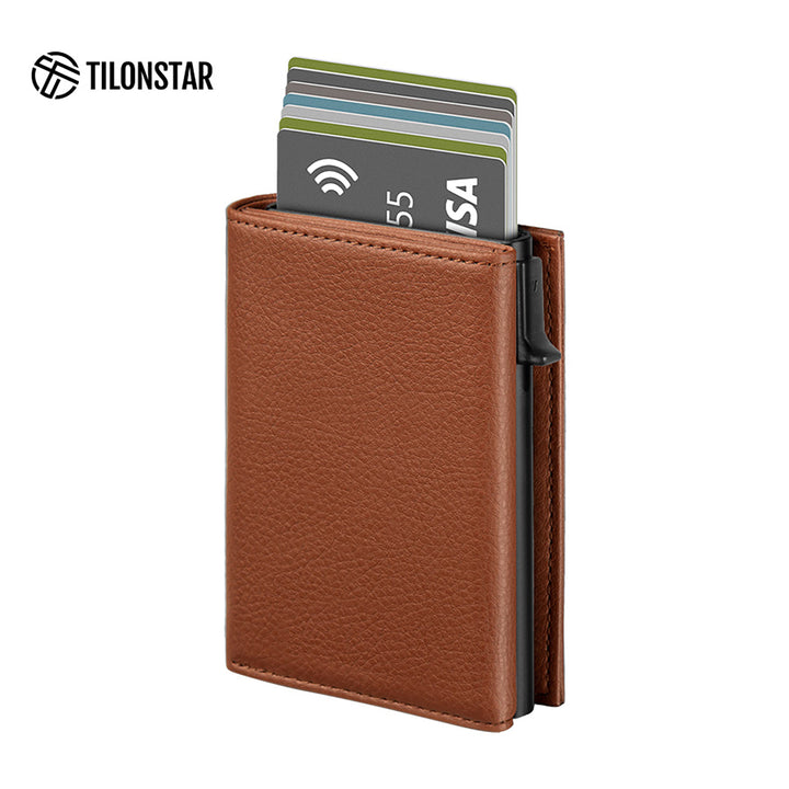 TC302L - Lychee Pattern Leather Pop up Card Holder RFID Wallet