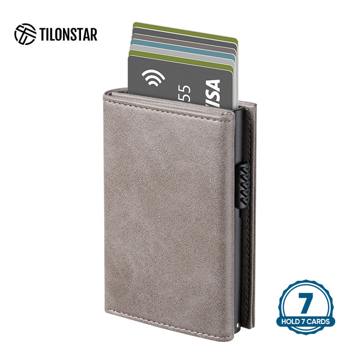 TVC302 Card Holder - Side Slider Mechanism, Magnetic Strip Closure Tri-fold Wallet,TILONSTAR