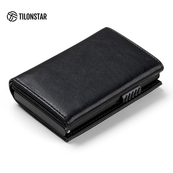 TVC302 Card Holder - Side Slider Mechanism, Magnetic Strip Closure Tri-fold Wallet,TILONSTAR
