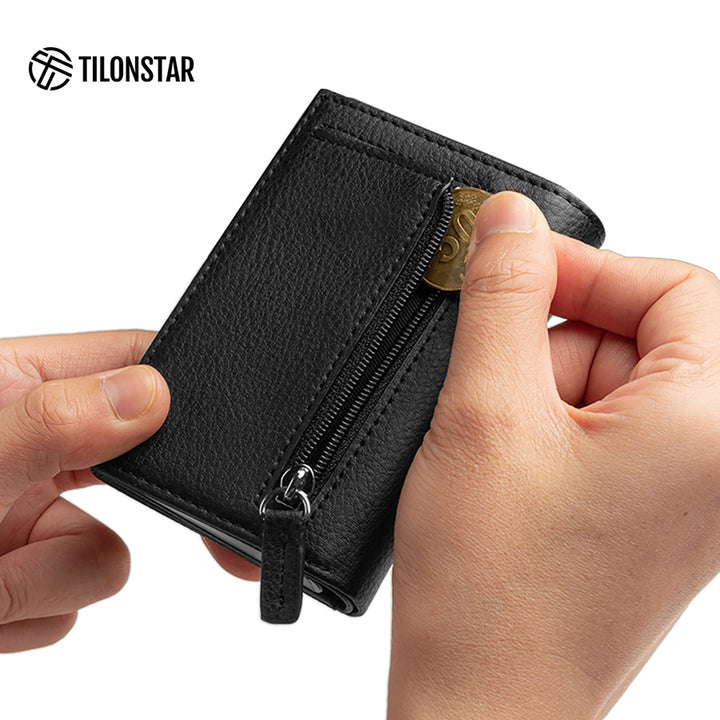 TC302L - Lychee Pattern Leather Pop up Card Holder RFID Wallet