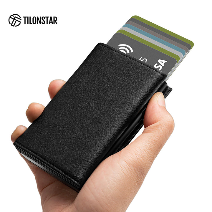 TC302L - Lychee Pattern Leather Pop up Card Holder RFID Wallet