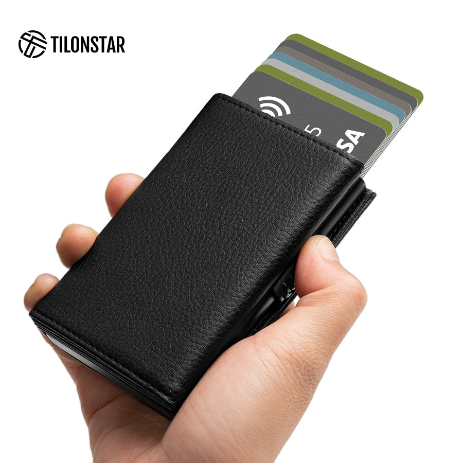 TVC302L Card Holder - Lychee Pattern Leather Pop Up Wallet For Credit Card & Cash,TILONSTAR