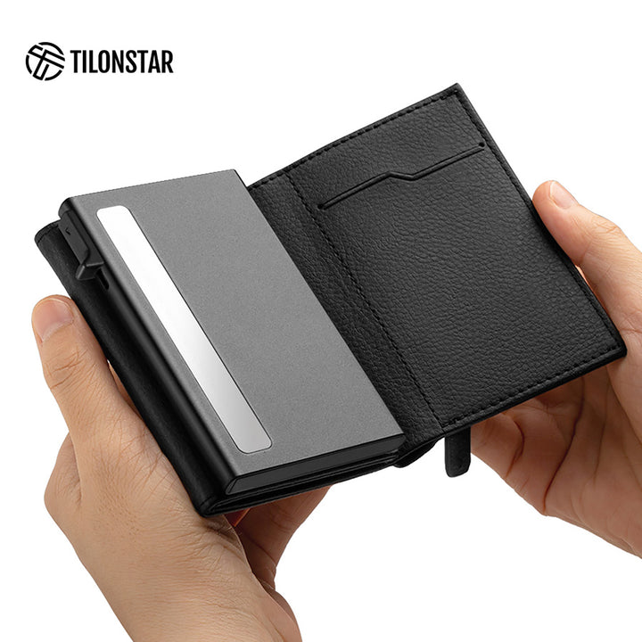 TC302L - Lychee Pattern Leather Pop up Card Holder RFID Wallet