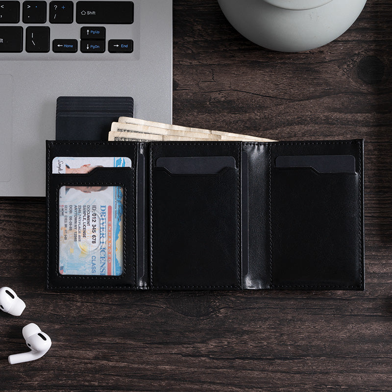 TVC302 Card Holder - Side Slider Mechanism, Magnetic Strip Closure Tri-fold Wallet,TILONSTAR
