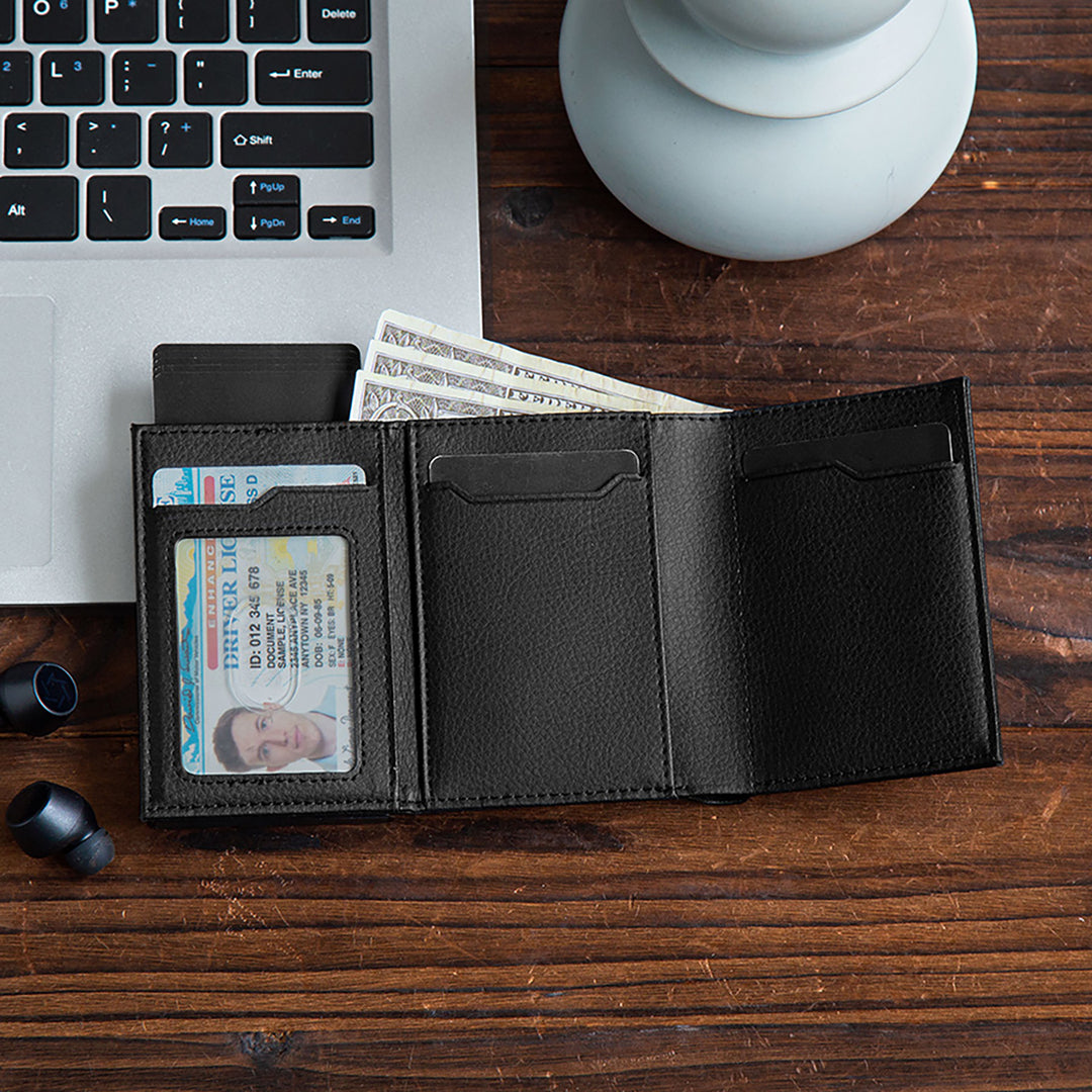 TC302L - Lychee Pattern Leather Pop up Card Holder RFID Wallet