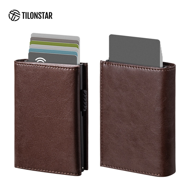 TVC302W Card Holder - RIFD Pop up Credit Card Wallet without Back Zipper Pocket,TILONSTAR