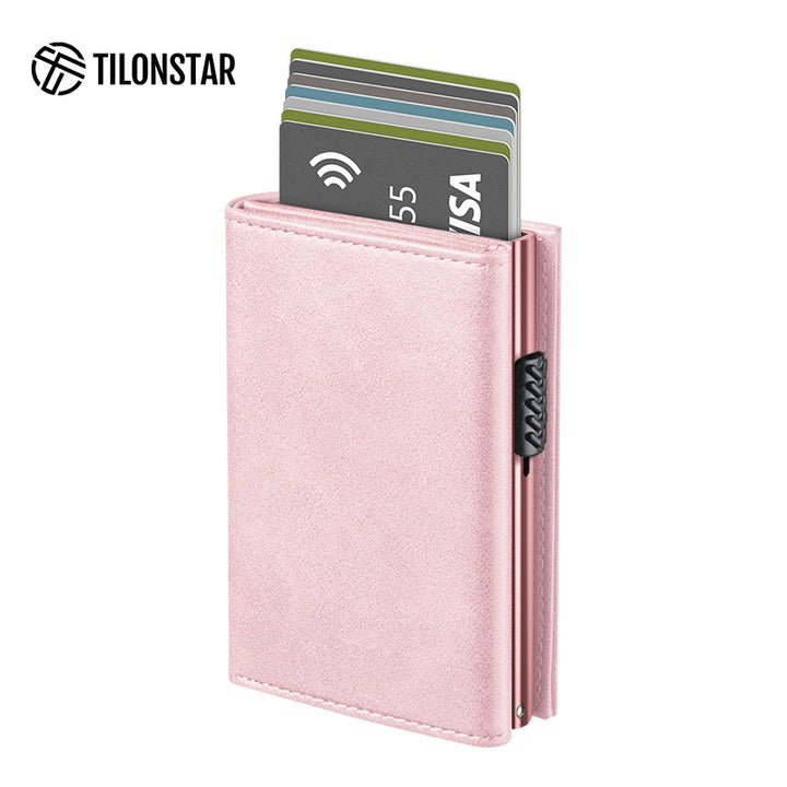 TVC302 Card Holder - Side Slider Mechanism, Magnetic Strip Closure Tri-fold Wallet,TILONSTAR
