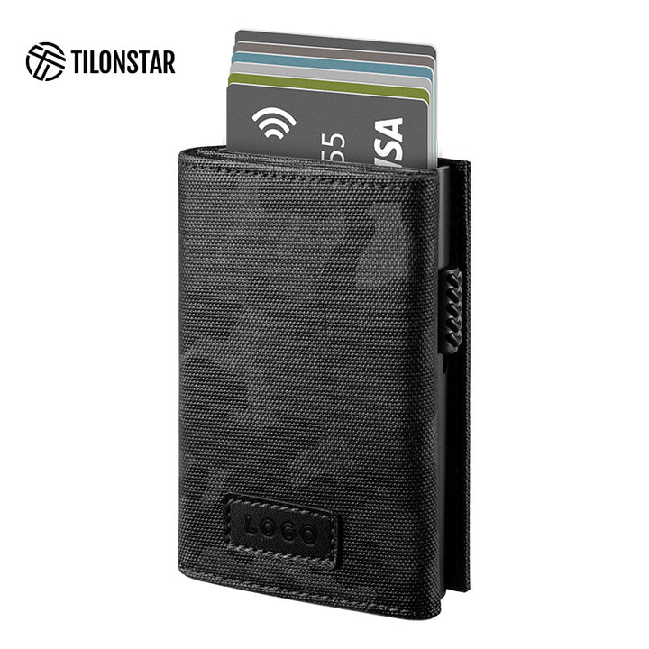 TVC302F Card Holder - Tri-Fold Waterproof Fabric Aluminum Pop Up Wallet,TILONSTAR