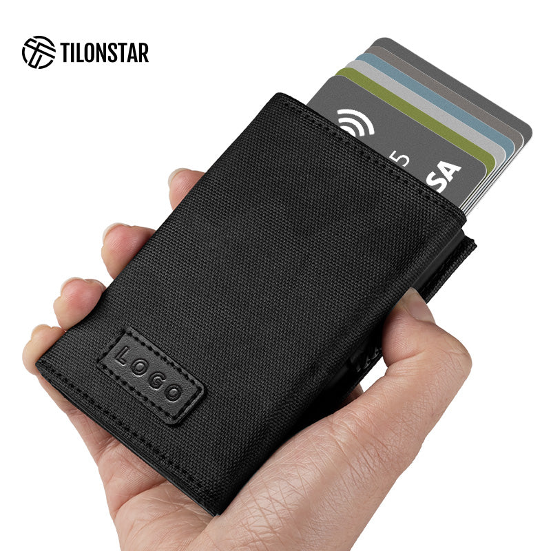 TVC302F Card Holder - Tri-Fold Waterproof Fabric Aluminum Pop Up Wallet,TILONSTAR