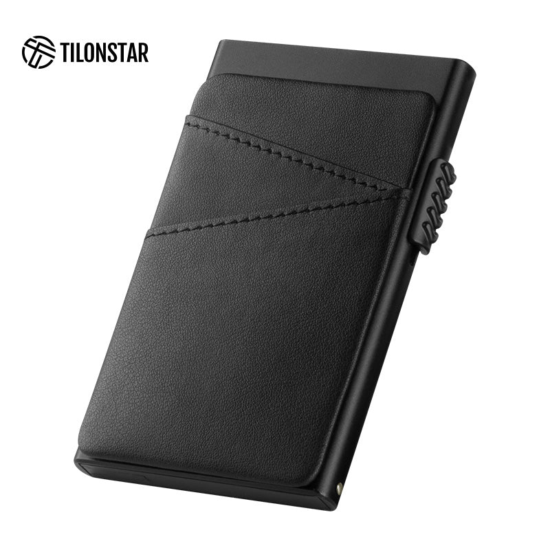 TVC308 - Aluminum Pop Up Card Holder Extra Leather Pocket For Cash,TILONSTAR