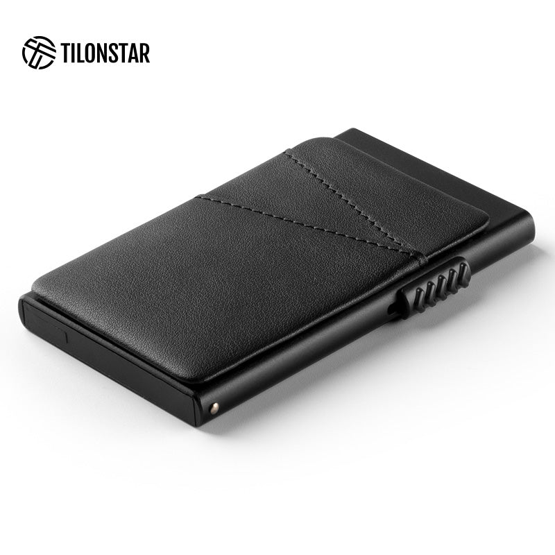 TVC308 - Aluminum Pop Up Card Holder Extra Leather Pocket For Cash,TILONSTAR