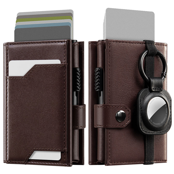 TVC321P- Pop Up Wallet Genuine Leather with Removable AirTag Holder