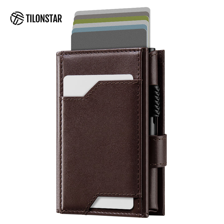 TVC321P- Pop Up Wallet Genuine Leather with Removable AirTag Holder