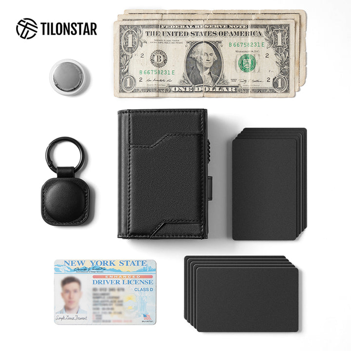TVC321P- Pop Up Wallet Genuine Leather with Removable AirTag Holder
