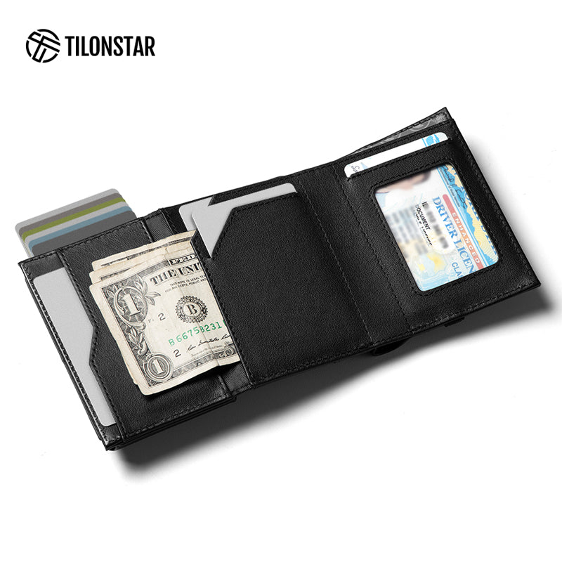 TVC321P- Pop Up Wallet Genuine Leather with Removable AirTag Holder