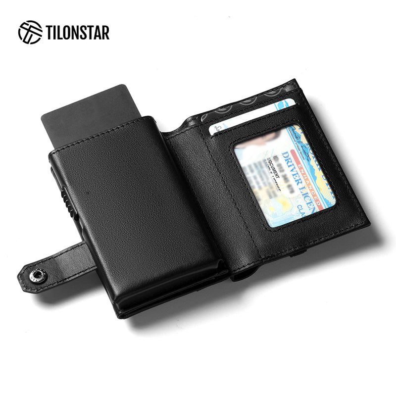 TVC321P- Pop Up Wallet Genuine Leather with Removable AirTag Holder