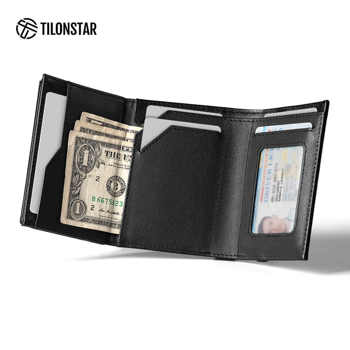 TVC321P- Pop Up Wallet Genuine Leather with Removable AirTag Holder