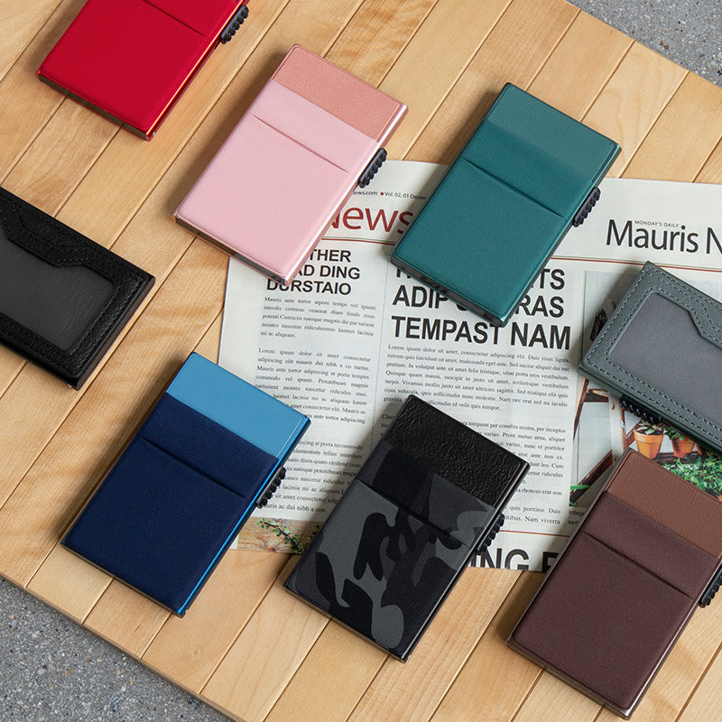 TVC326- Elastic Cloth Slot & Leather Visible Window For Cash, Coins, and ID Cards Card Holder