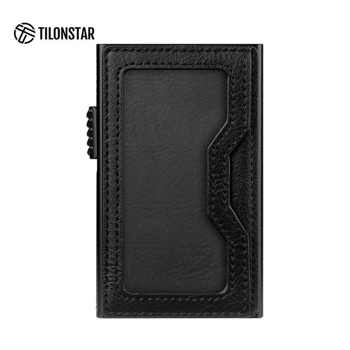 TVC326- Elastic Cloth Slot & Leather Visible Window For Cash, Coins, and ID Cards Card Holder