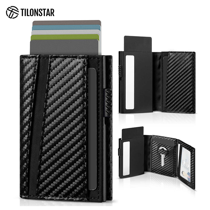 TVC334 - RFID Blocking Minimalist Mens Wallet Pop Up with Coin Pocket and Key Slot