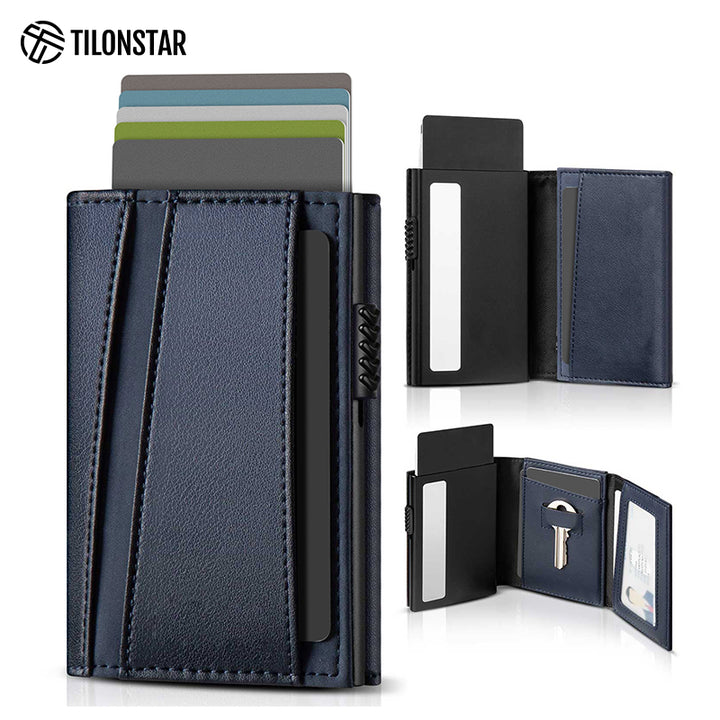 TVC334 - RFID Blocking Minimalist Mens Wallet Pop Up with Coin Pocket and Key Slot