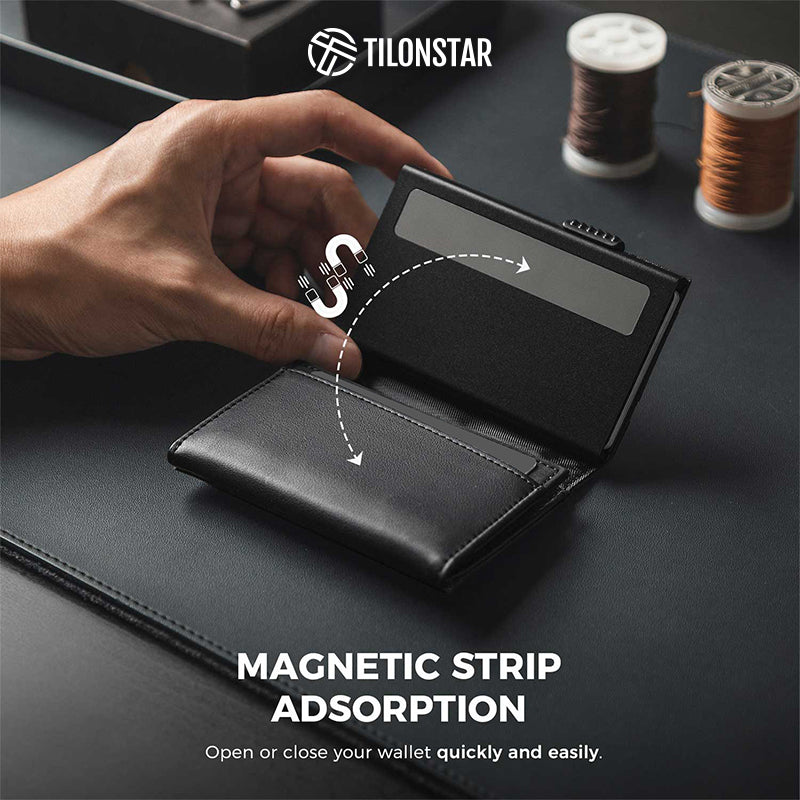 TVC334 - RFID Blocking Minimalist Mens Wallet Pop Up with Coin Pocket and Key Slot