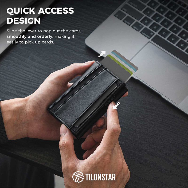 TVC334 - RFID Blocking Minimalist Mens Wallet Pop Up with Coin Pocket and Key Slot