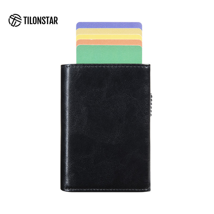 TVC340 - Aluminum Case Leather Pop Out Wallet With Coin Pocket