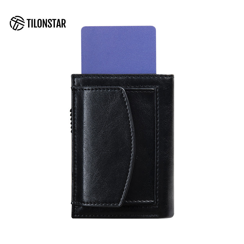 TVC340 - Aluminum Case Leather Pop Out Wallet With Coin Pocket