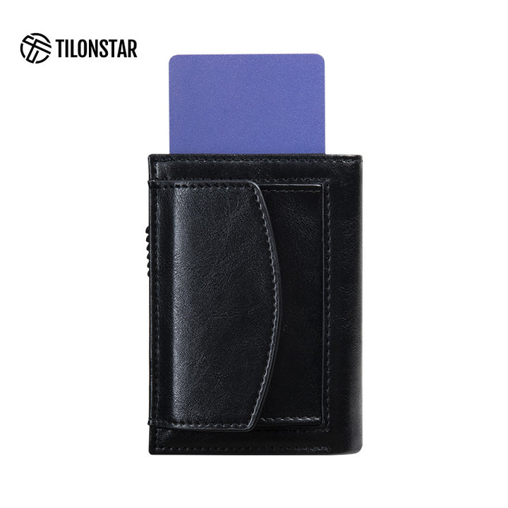 TVC340 - Aluminum Case Leather Pop Out Wallet With Coin Pocket