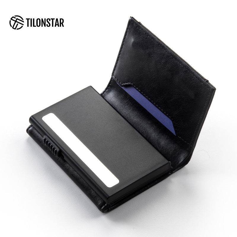 TVC340 - Aluminum Case Leather Pop Out Wallet With Coin Pocket