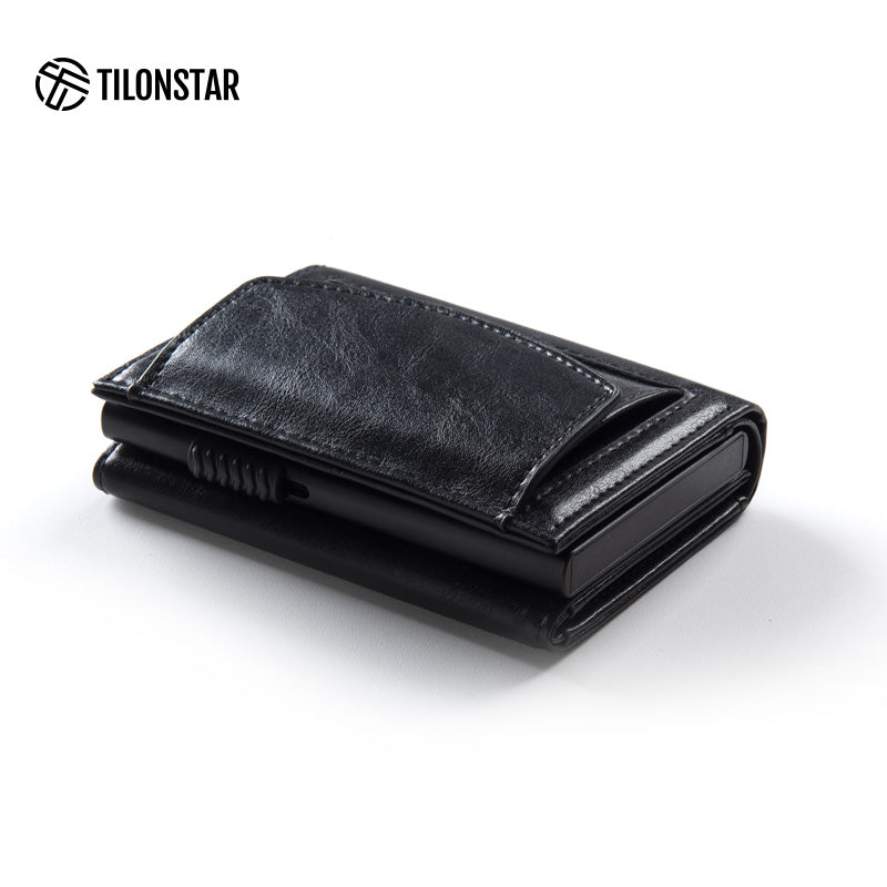 TVC340 - Aluminum Case Leather Pop Out Wallet With Coin Pocket