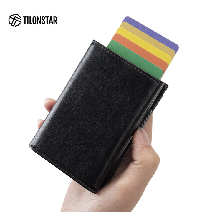 TVC340 - Aluminum Case Leather Pop Out Wallet With Coin Pocket
