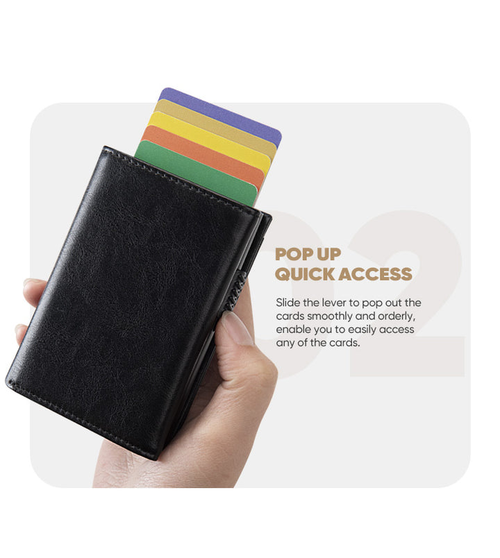 TVC340 - Aluminum Case Leather Pop Out Wallet With Coin Pocket