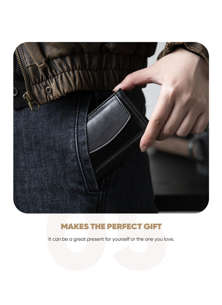 TVC340 - Aluminum Case Leather Pop Out Wallet With Coin Pocket