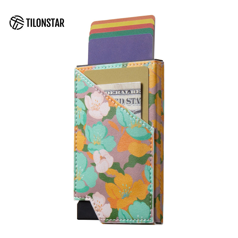 TVC501 - Patented Leather Aluminum Pop Out Card Holder