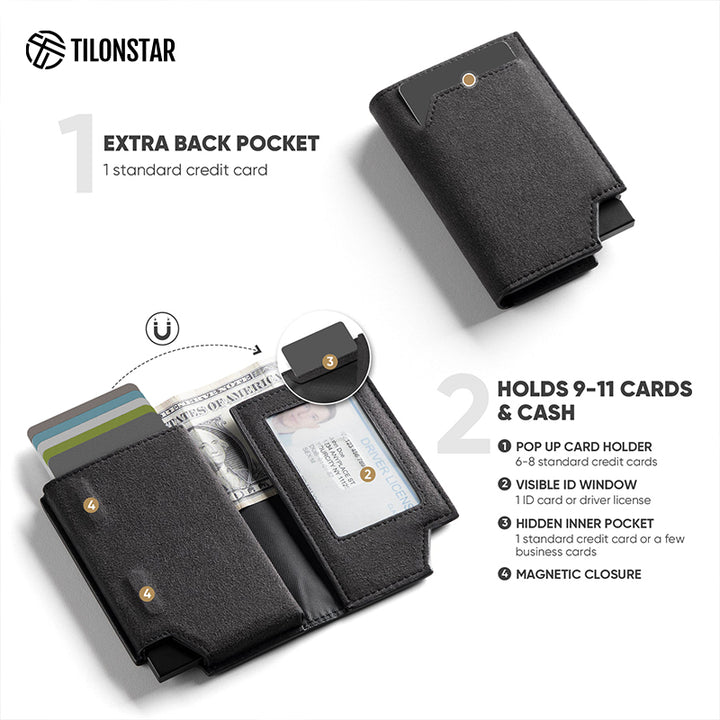 TVC502a - Wallet Pop Up With Alcantara Leather And Aluminum Case