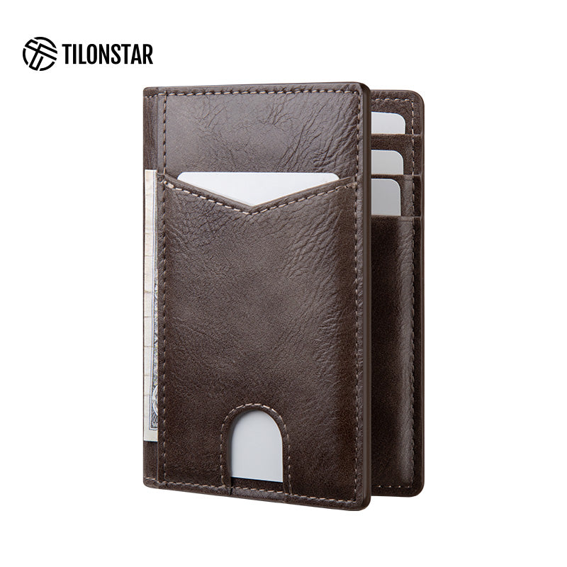 TVW100 - Minimalist Leather Bi-fold Card Wallet,TILONSTAR