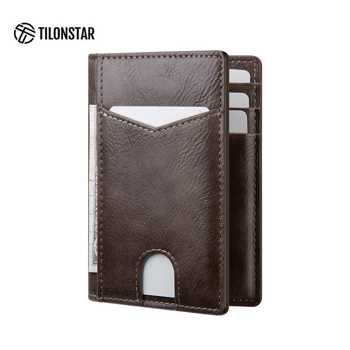 TVW100 - Minimalist Leather Bi-fold Card Wallet,TILONSTAR
