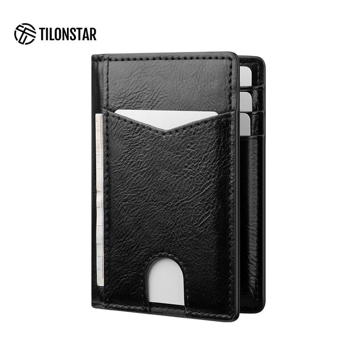TVW100 - Minimalist Leather Bi-fold Card Wallet,TILONSTAR