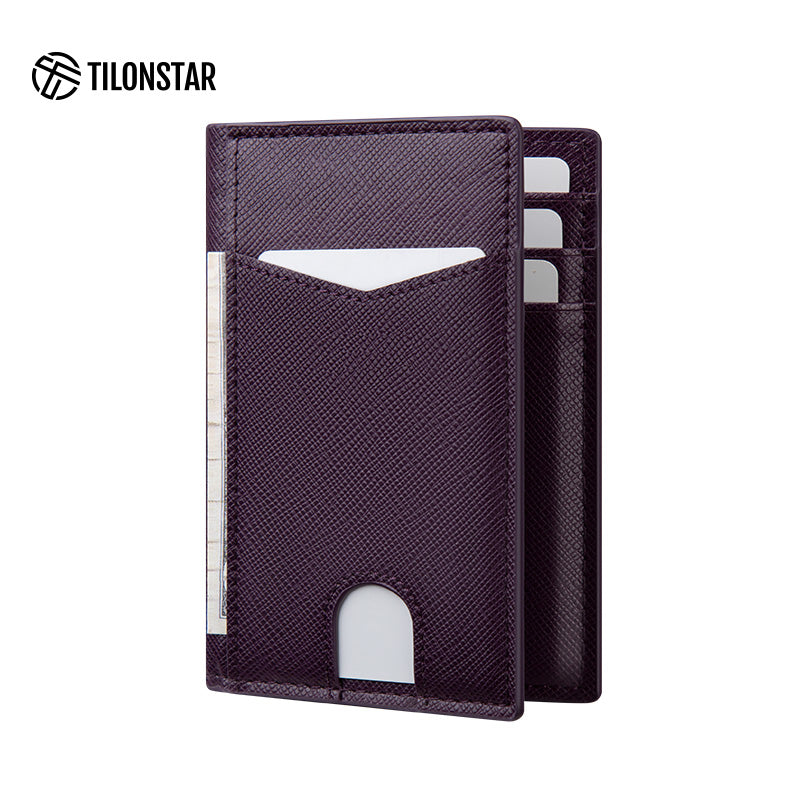 TVW100 - Minimalist Leather Bi-fold Card Wallet,TILONSTAR