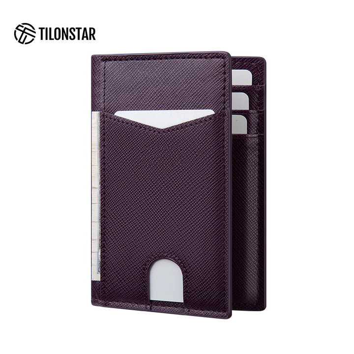 TVW100 - Minimalist Leather Bi-fold Card Wallet,TILONSTAR