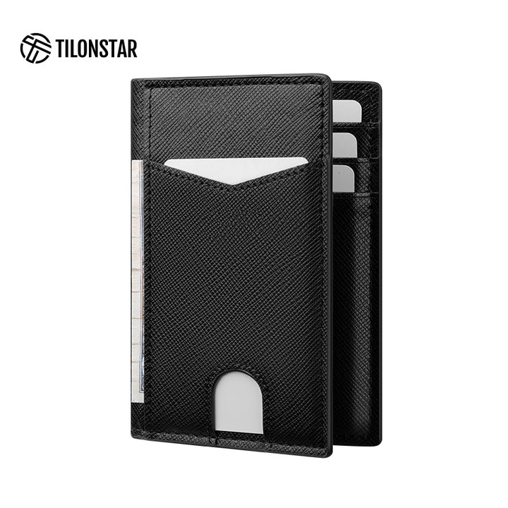 TVW100 - Minimalist Leather Bi-fold Card Wallet,TILONSTAR